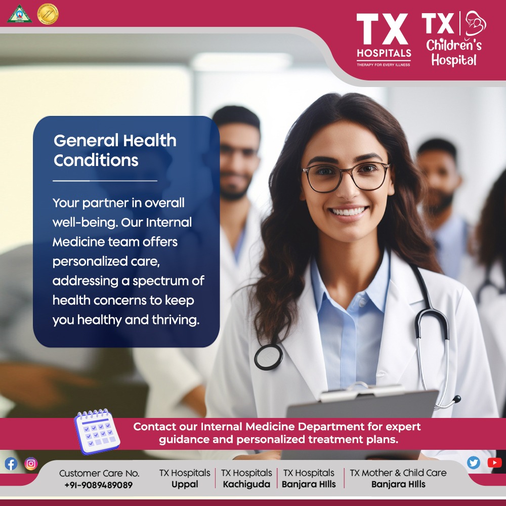 Optimize your health with our Internal Medicine team! 🩺 Tailored care for all your health needs. Contact us for expert guidance. Book Now: txhospitals.in/specialities/i… Call Now: 9089489089 #InternalMedicine #Wellness