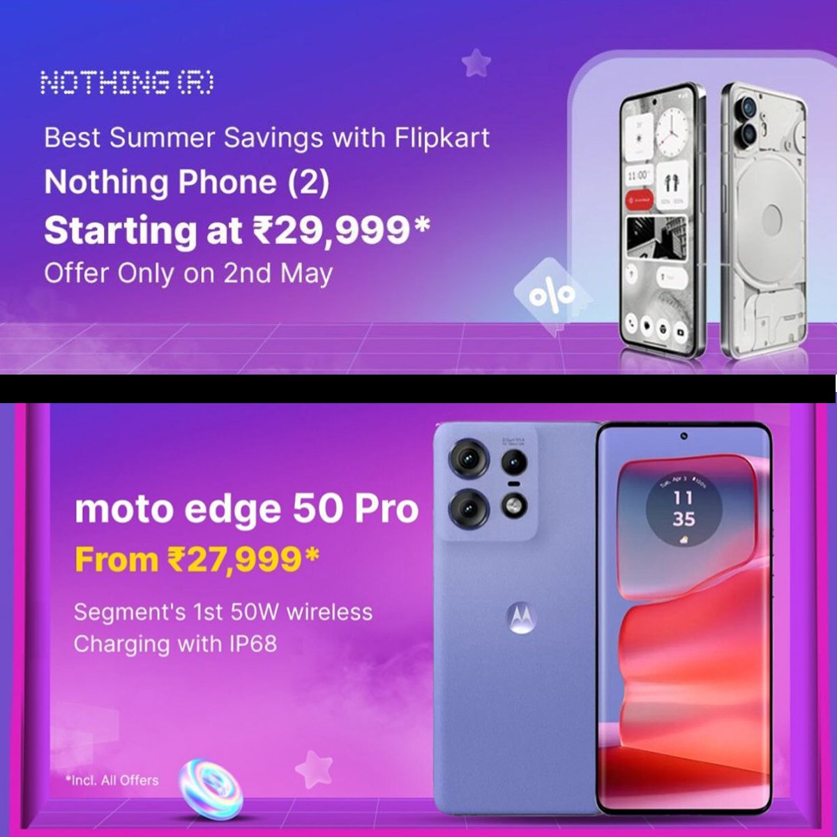 Under ₹30,000 Nothing phone 2 or Moto Edge 50 Pro? This battle is heating up! 

#Nothing #NothingPhone2 #Motorola #MotorolaEdge50Pro