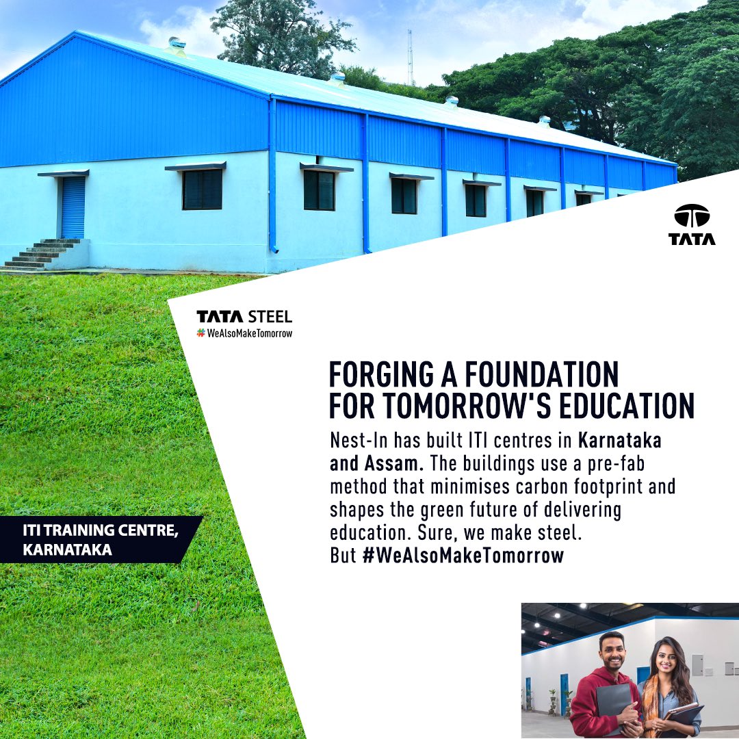 Our innovative #NestIn Solutions have seamlessly integrated efficiency and sustainability into the infrastructure of #Karnataka and #Assam.

With over 210 #ITI centers of excellence, we are redefining the landscape of education in India.

#TataSteel #WeAlsoMakeTomorrow