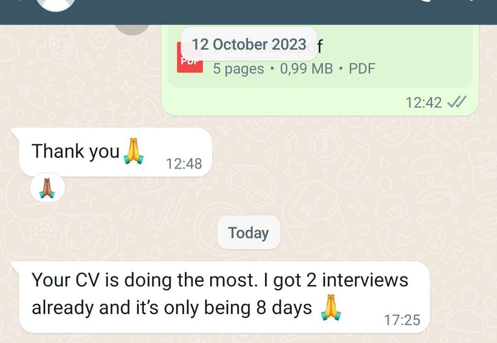 Contact Experts for Professional CV Revamp and Cover Letter at Affordable Prices ‼️ [Services Offered] ✅Modern Curriculum Vitae from R100 ✅Cover Letter R60 ✅Twitter Promotions from R200 Whatsapp link:📲(wa.me/message/6YW6TB…) or 078 848 6818 [TESTIMONIALS]