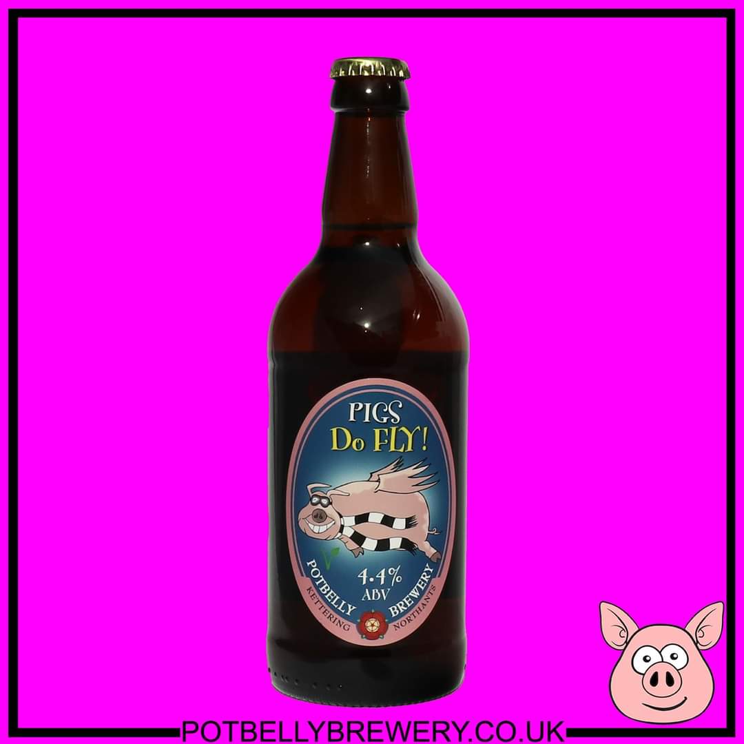 PIGS DO FLY! 4.4% A Single Hopped beer, easy drinking Light Golden with a depth of flavour that other light beers lack. potbellybrewery.co.uk/beer-pigs%20do… Available in:- Casks Bag in Box 500ml Bottles #kettering #beer #realale #pigsdofly