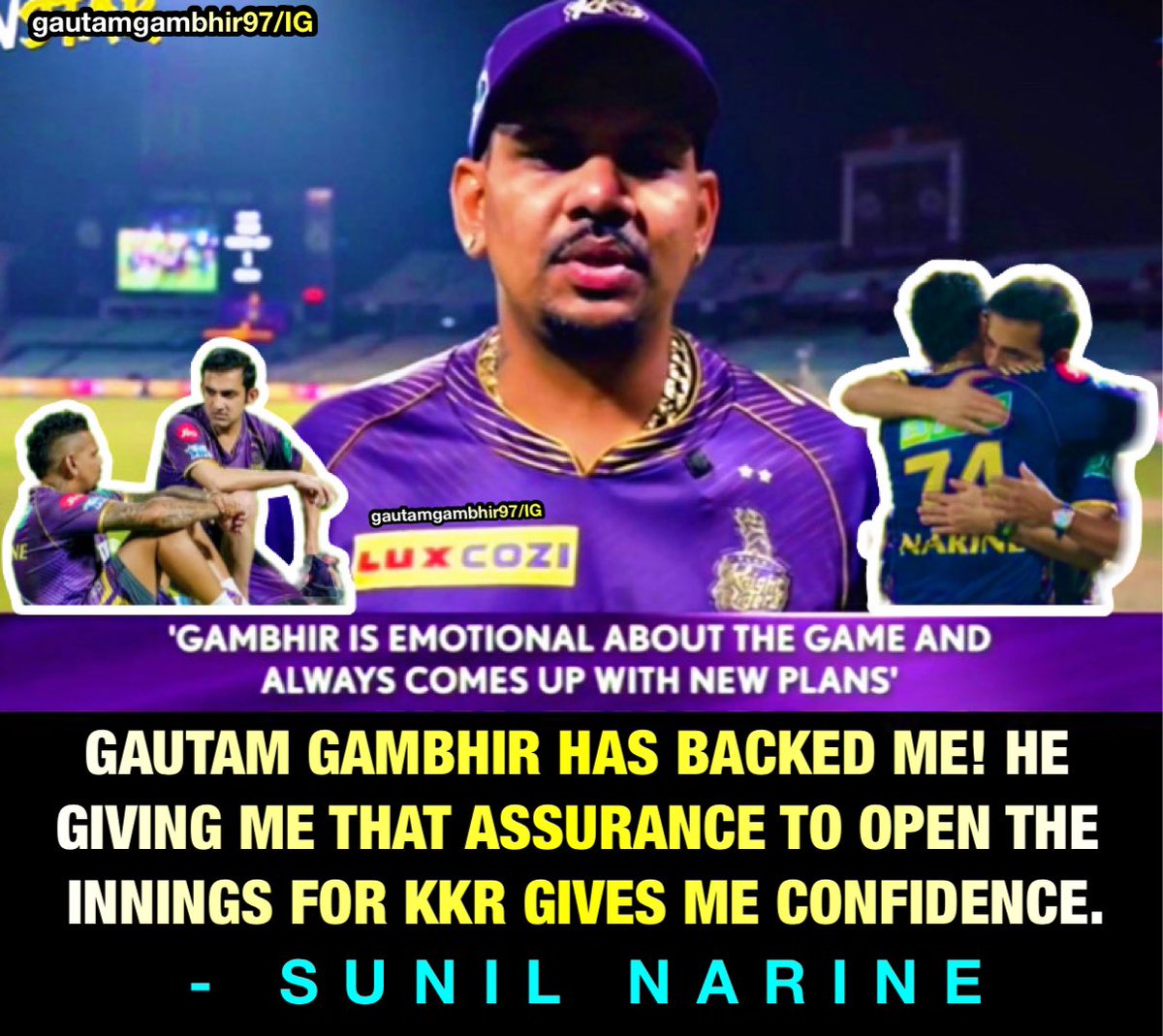 Sunil Narine said this a few matches back! Currently He is the most valuable player this season and number 2 in the most runs scored 🙌🏼🔥