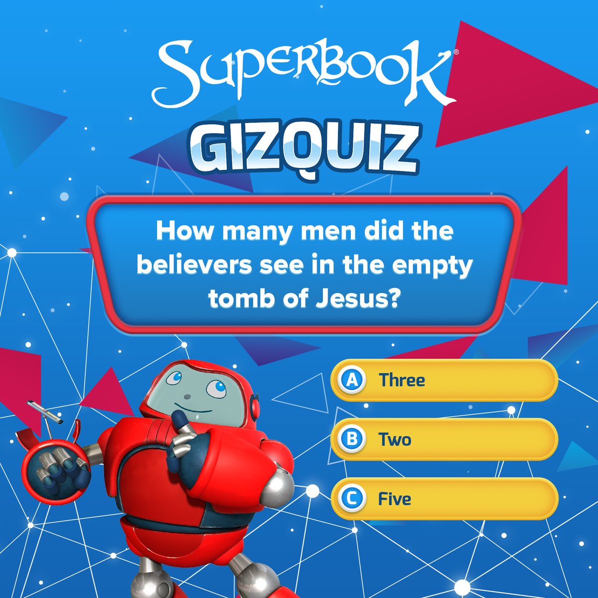 Gizmo has a challenge for you! 📣 Do you know what's the correct answer? 👇🏼 #BibleQuiz #SuperbookGames

Sunday school teachers, may #BibleGames kami na pwede niyong ipalaro sa mga chikiting! 😄 Visit our website now: bit.ly/3pBHwey