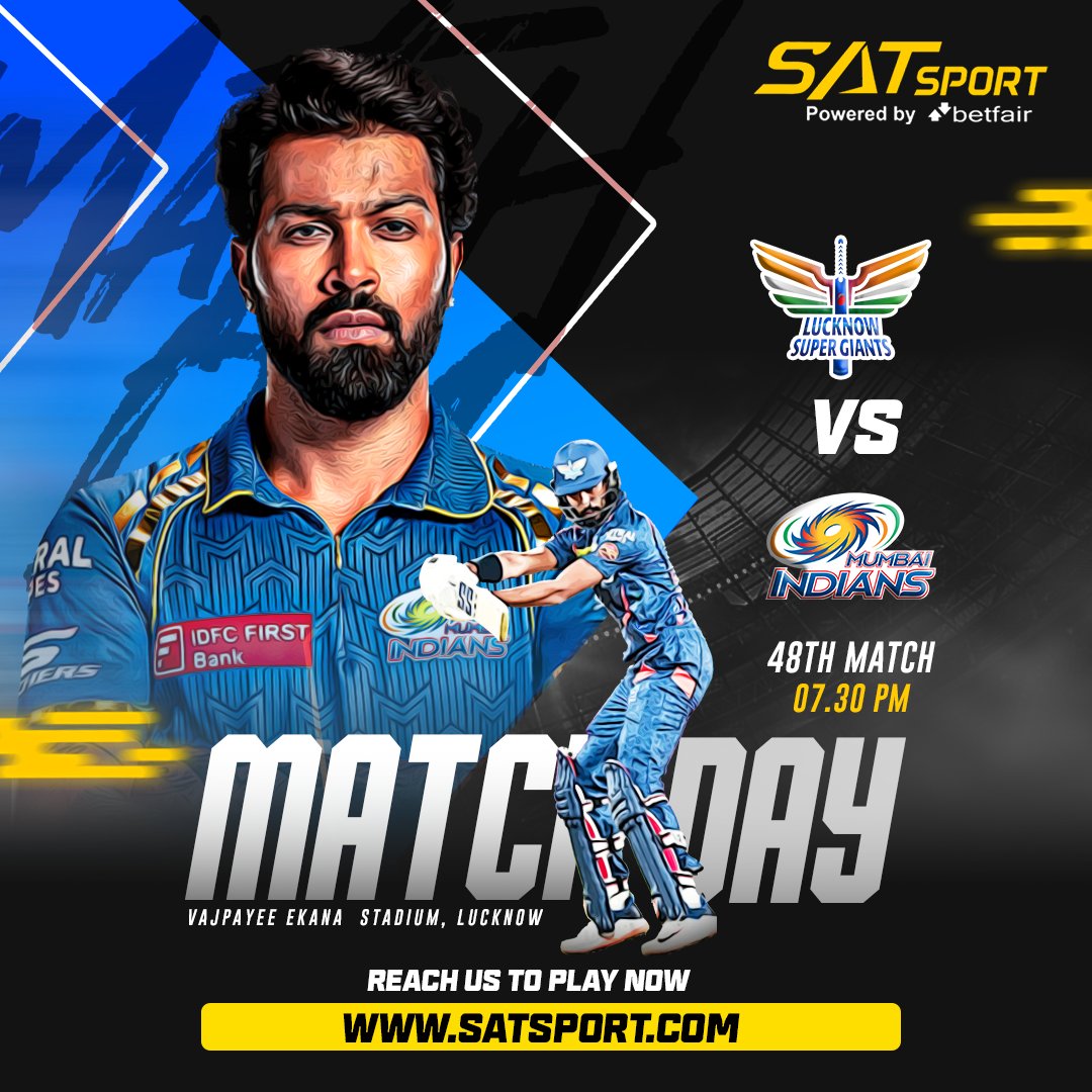 ✨ Get Lucky Today with #SATSPORT !!

🌟 20% Welcome #Bonus Offer Available for New IDs
🌟 Up to 5% Bonus on Every Deposit
🌟 1000+ #CASINO Games

#satsport #ipl2024updates #MIvsLSG #RohitSharma𓃵  
#T20WorldCup #IPL2024 #LSGvsMI #Pant #KLRahul