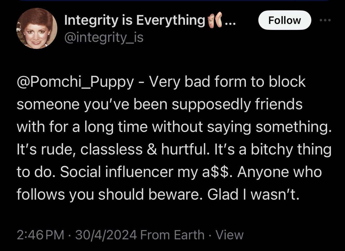 Tinkerbell wasn’t even following this vile piece of trash and she sends this rubbish. If she was blocked she wouldn’t have been able to tweet to like this Tinkie. Blocked and reported