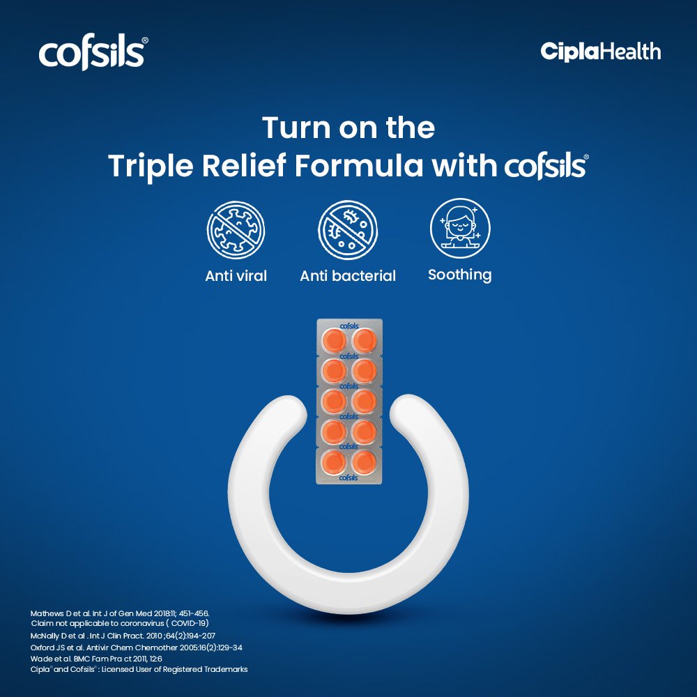 Turn on the unbeatable blend of anti-viral, anti-bacterial and soothing benefits with our TRIPLE RELIEF FORMULA! #Cofsils #Cipla #QuickRelief #SoreThroat #Orange #LemonHoney #GingerLemon #FreshMint #lozenges #Antiviral #Antibacterial