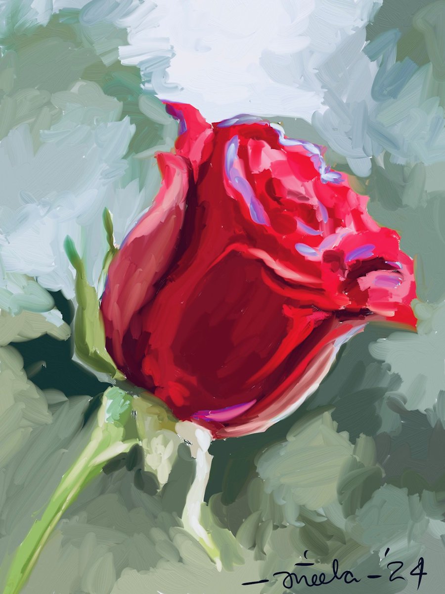 #ICanSmellThisPainting...digital oil painting. #Rose #RedRose #DigitalOilPainting #SelfTaughtArtist