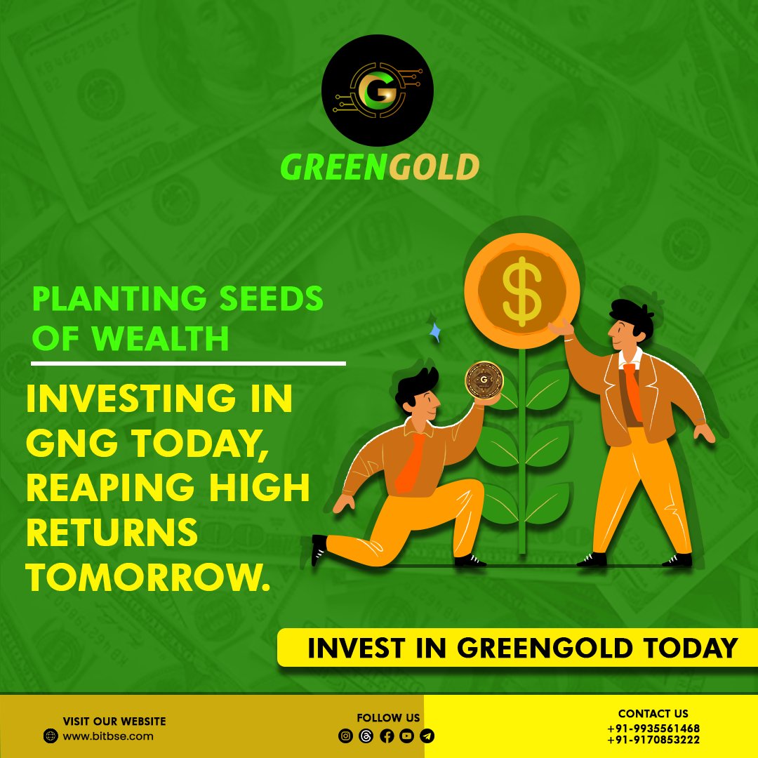 Planting Seeds of Wealth💯✨💸💚
.
.
Investing in GngGold Today, Reaping High Returns Tomorrow💵🌱✅💸
.
#gnggoldstaking #gnggold #greeninvestment #investingreen #investorportfolio 
.
Disclaimer: Nothing on this page is financial advice, please do your own research!
