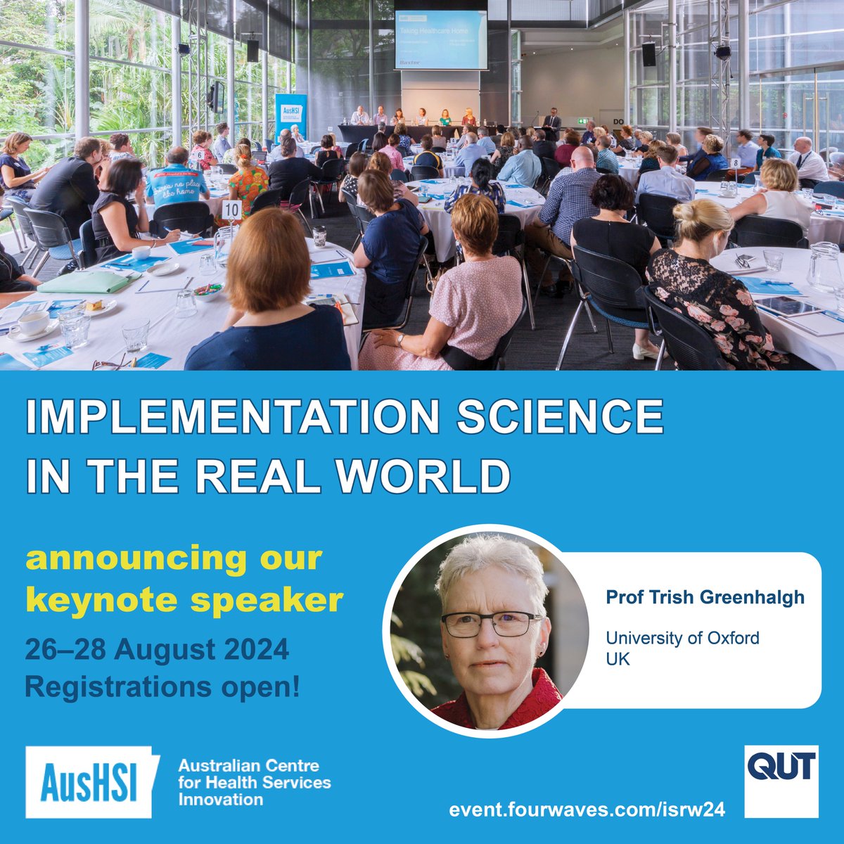 📢We are thrilled to announce that @trishgreenhalgh, Professor of Primary Health Care @UniofOxford, will be a keynote speaker for #ISRW24! Join us to hear from the creator of the widely adopted #NASSS #implementation framework. 🎟️Register: bit.ly/isrw24 @CHT_QUT #impsci