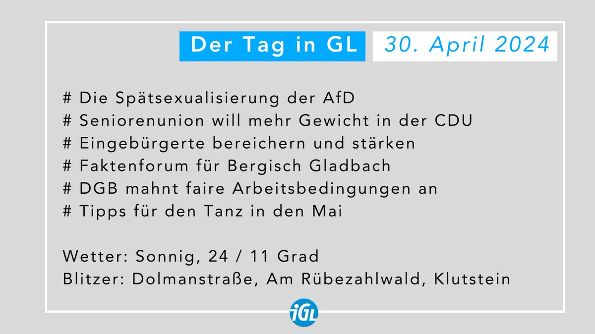 Guten Morgen, die frische Dosis lokaler Nachrichten für Bergisch Gladbach: in-gl.de/newsletter/wis…  #gl1 #bergischgladbach