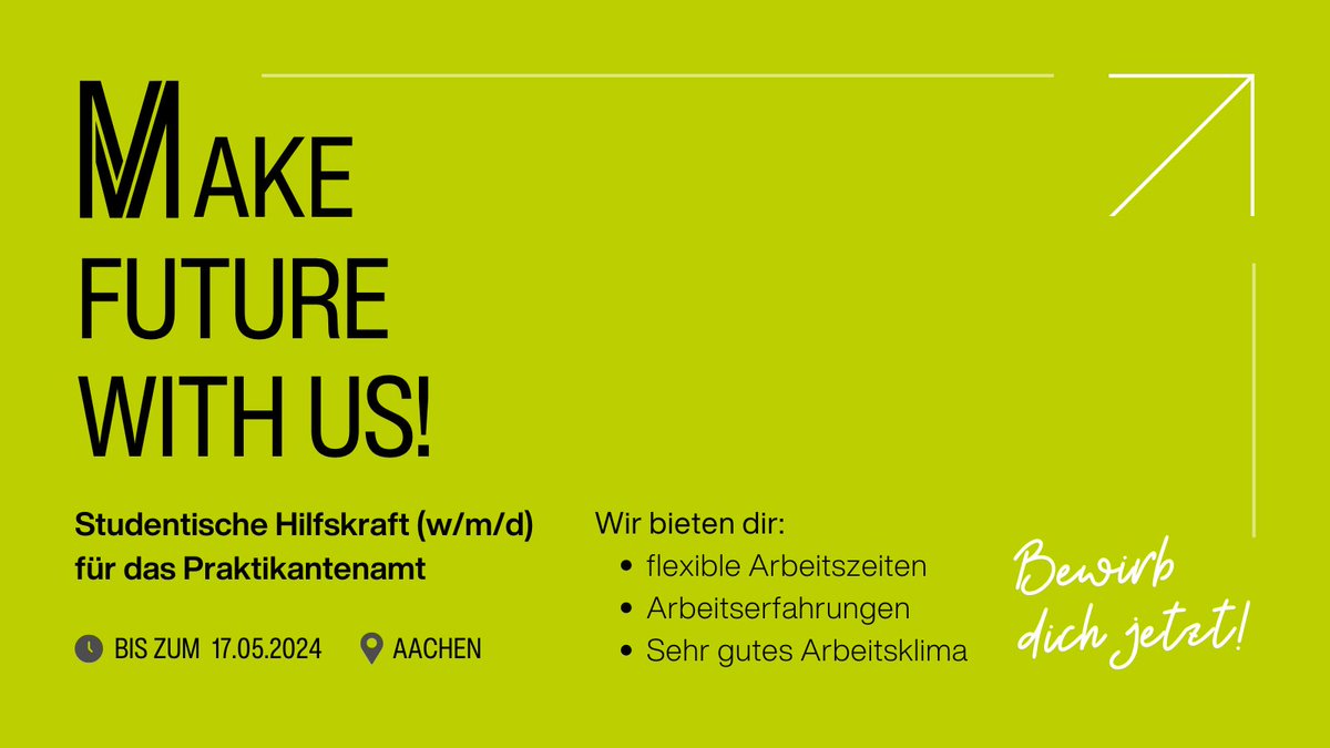 Wir suchen Dich! Bewirb Dich bis zum 17. Mai und werde Teil unseres Teams an der größten #Maschinenbau-Fakultät Deutschlands. #RWTH #Aachen #University #Jobs #Student #Studentin rwth-aachen.de/go/id/kbag/fil…