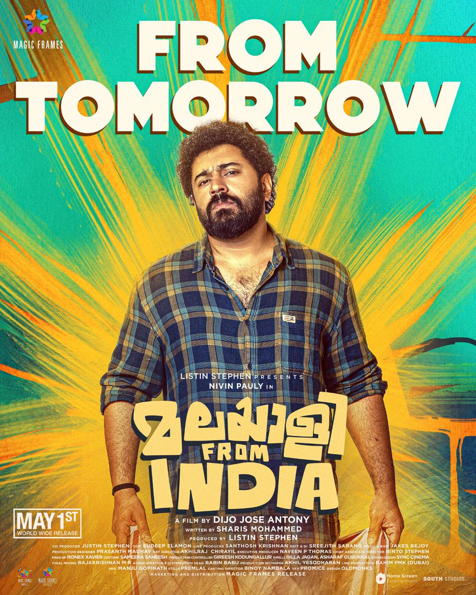 'Malayalee from India' is about to go global! Counting down 3…2…1… Releasing tomorrow! Bookings open now. #MalayaleeFromIndia @NivinOfficial #NivinPauly