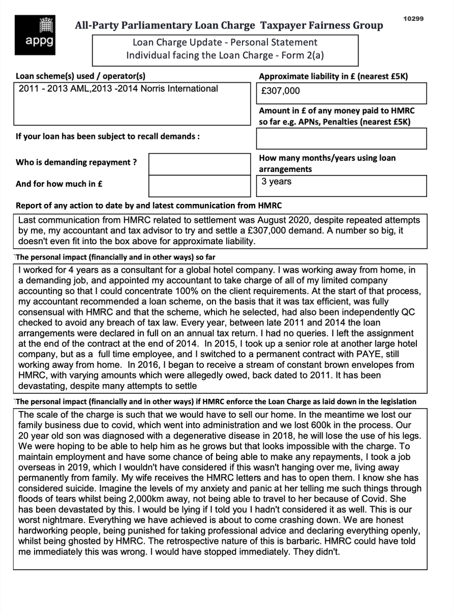 My wife receives the HMRC letters and has to open them. I know she has considered suicide...She has been devastated by this. I would be lying if I told you I hadn't considered it as well
#LoanChargeScandal #LoanCharge 
@LCAG_2019 @loanchargeAPPG