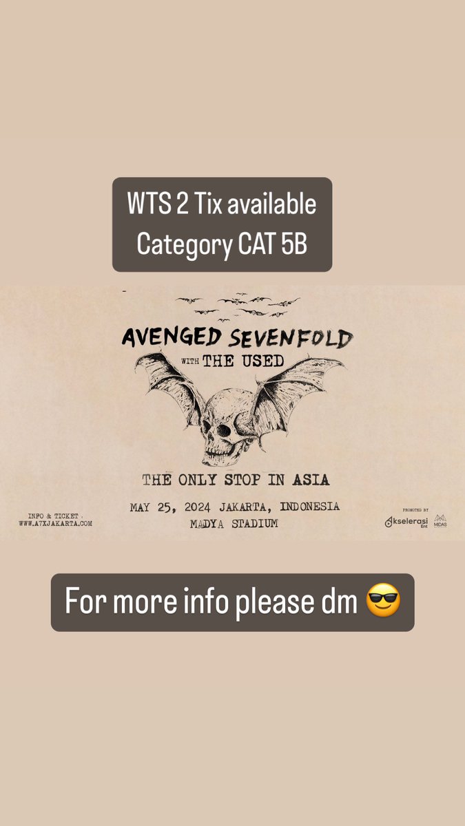 #avengedsevenfold
#a7xindo
#concertticket 
#a7xjakartaconcert