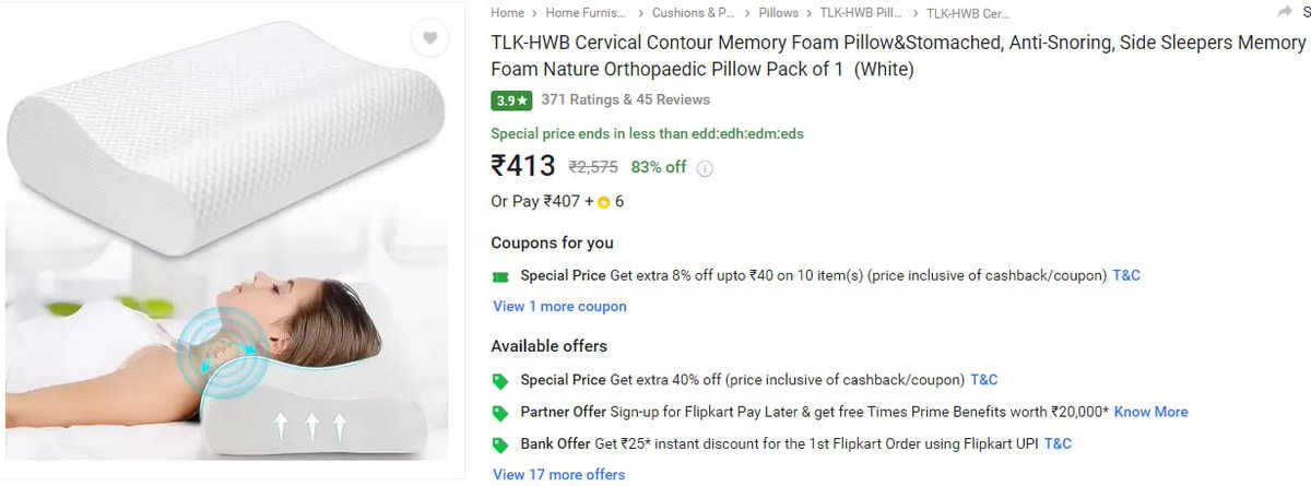 💥 TLK-HWB Cervical Contour Memory Foam Pillow ⚡

Read More: fkrt.to/bV9Z2NB5

MRP: ₹775 - Offer:  ₹413

#roobai #roobaioffl #StealDeal #Exclusive #bestoffers #onlineshopping #ecommerce #shoponline #business #deals #tips #shoppingonline #visit #sale #sale #fashion…