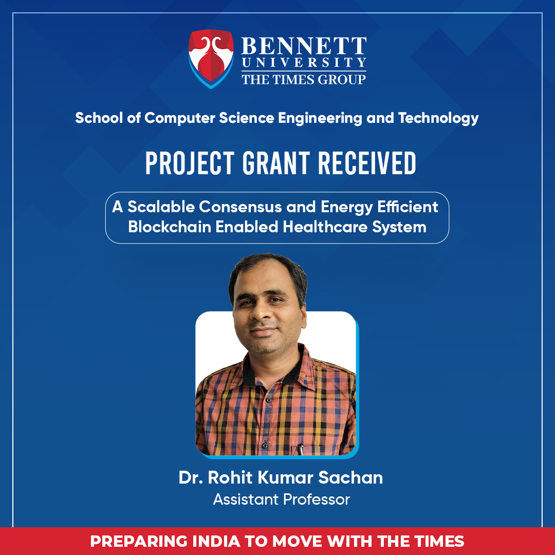 Congratulations to Dr. Rohit Kumar Sachan (Assistant Professor #scsetbennett), for securing a grant from the IHUB NTIHAC Foundation (C3i Hub), IIT Kanpur. The grant supports his research for a duration of 24 months.

#bennettuniversity #FacultyatBU #research #project #iitk