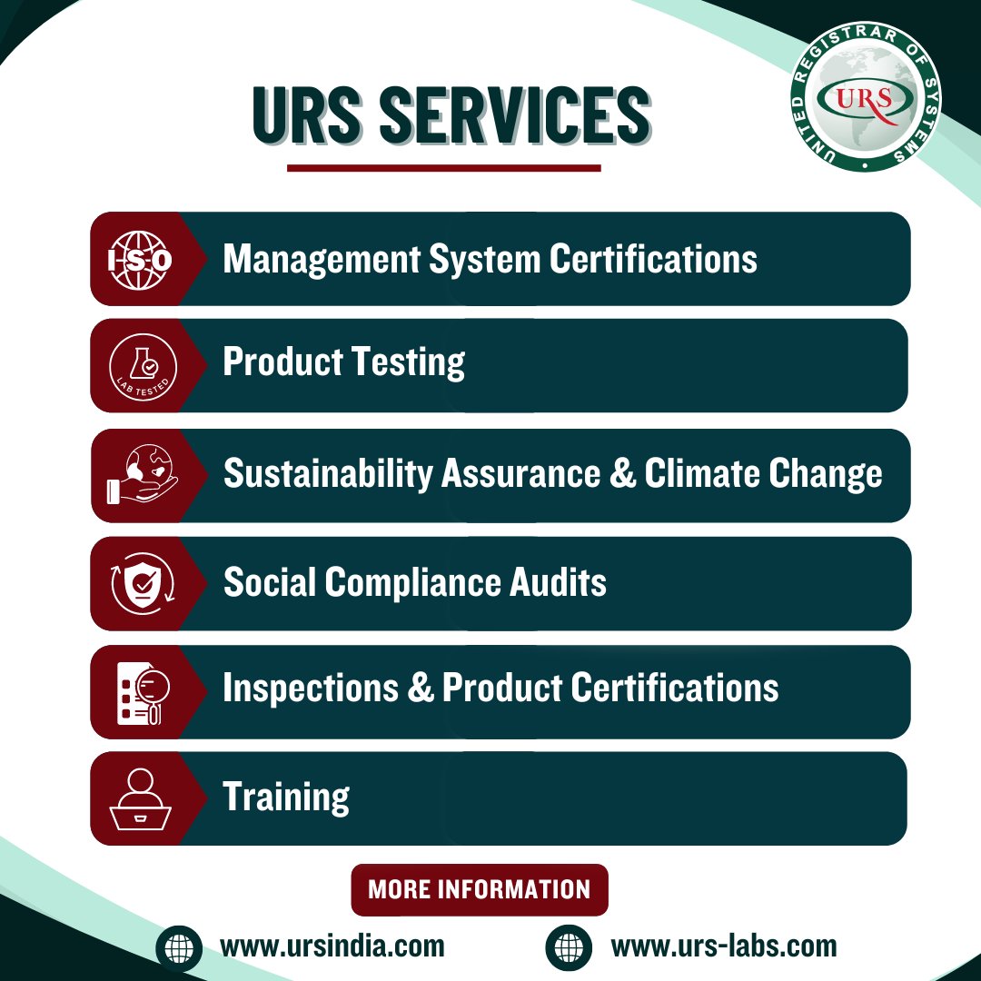 URS is a Testing, Inspection and Certification (TIC) Company offering services in Management System Certification, Testing, Product Certification, Social Audits, Energy & Electrical Safety Audits, Inspection and Training.

#isocertification #ukas #inspection #producttesting