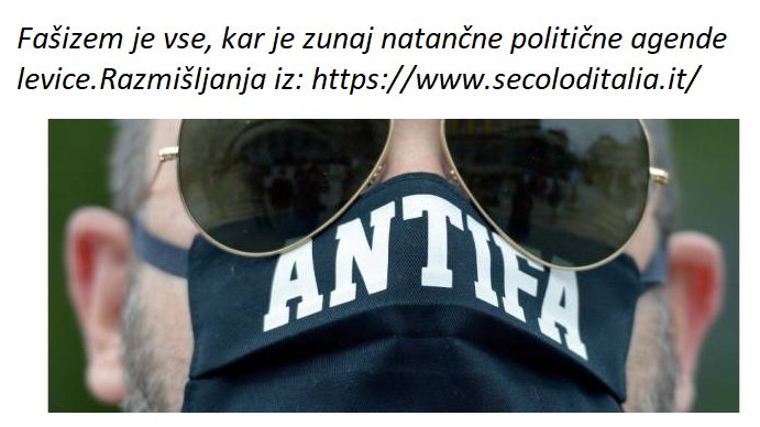 Ste fašist? Fašisti so: -Judje, ko se upirajo džihadistom -katoličani, ko govorijo katoliške stvari -politiki, ko govorijo o varnosti, migrantih -tisti za katere je bil 7.10. odvraten pokol -tisti za katere je Putin napadalec -mladi Iranci, ki se borijo proti ajatolam