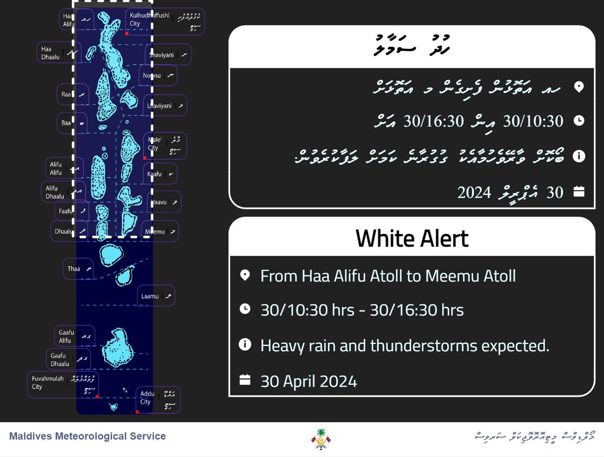 Alert White for Heavy rain and thunderstorm
