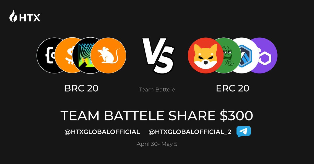 #Crypto team battle #Giveaway Which team do you prefer? ✅Follow @HTXCommunity @HTX_Global 🔁RT+tag 3 🚀Join #HTX Telegram: t.me/htxglobaloffic… 📈Choose your team, share your profits with your chosen team using #BRC20 or #ERC20 More details: forms.gle/pc54vghxtNSwtK…