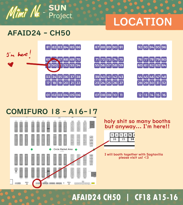 I will open booth at AFAID24 CH50 and Comifuro 18 A15-16! Please check catalogue for my merchandises, although not all the stuff is shown here  RT is very appreciated, thank you! >< (1/3)
.
#comifuro18 #cf18 #afaid #animefestivalasia