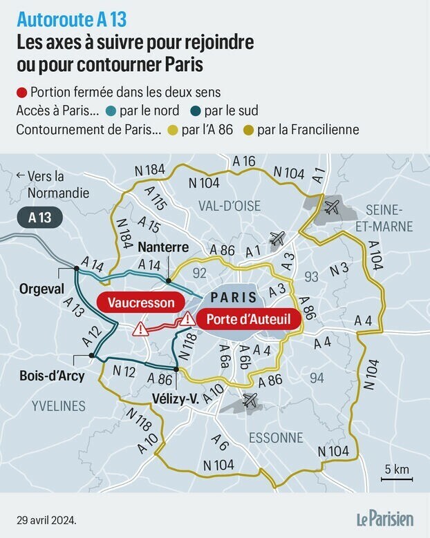 Autoroute A13 fermée : quels itinéraires de déviation emprunter ? ➡️ l.leparisien.fr/Ecz8