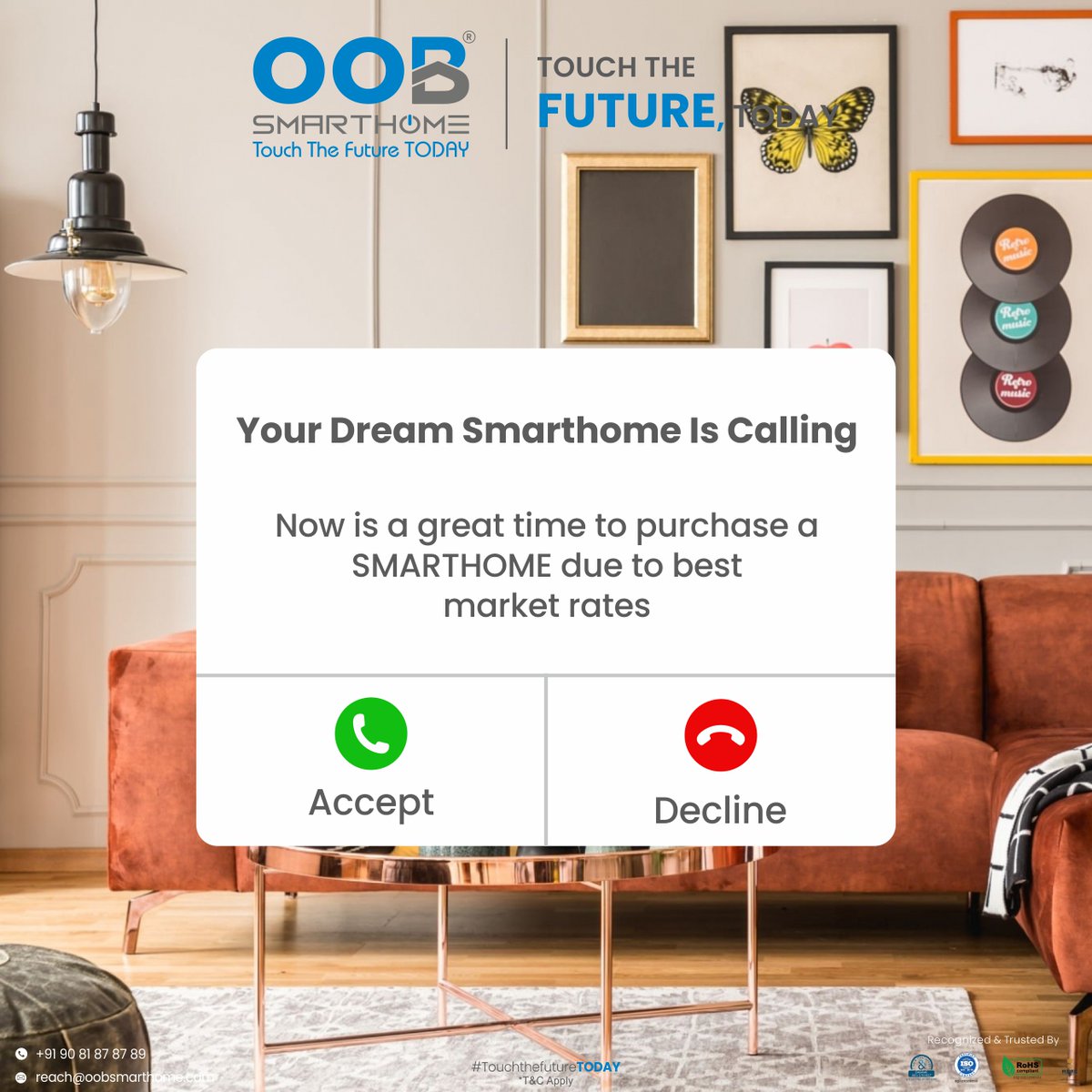 Your dream smart home awaits! Experience the future of living with seamless automation, convenience, and comfort. Get ready to unlock the possibilities of tomorrow, today.

for quick inquiry call on: +91 90 81 87 87 89
.
.
#oobsmarthome #connectedhome #smarttechnology