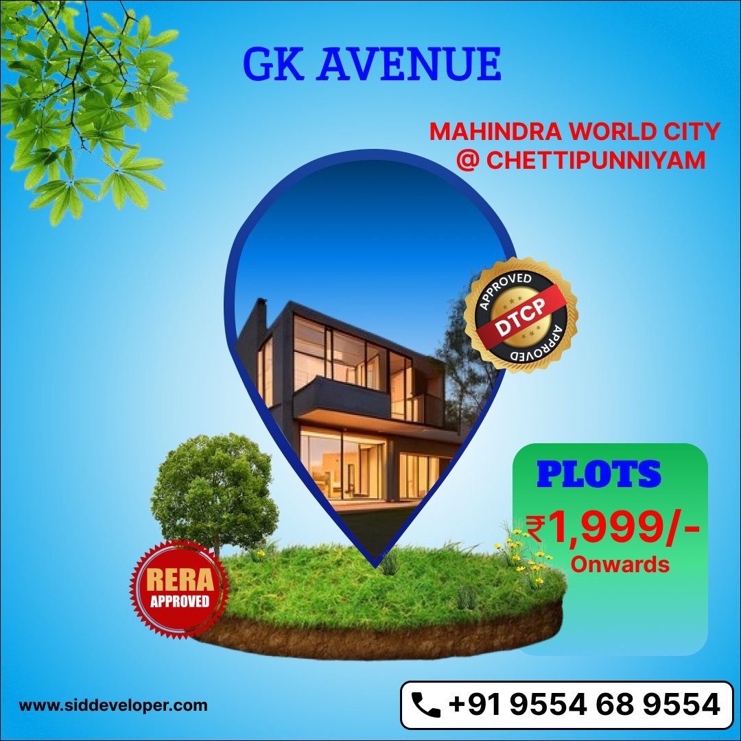 Make the right choice..!!!
GK AVENUE @CHETTIPUNNIYAM 
.
.
#SriIshwariyamDreamDevelopers #villaplots #realestate #plots #property #openplots #plotsforsale #investors #residential #propertyinvestment #investment #sale #chennaimetro #chennaiapartment #apartmentforsale #sidd