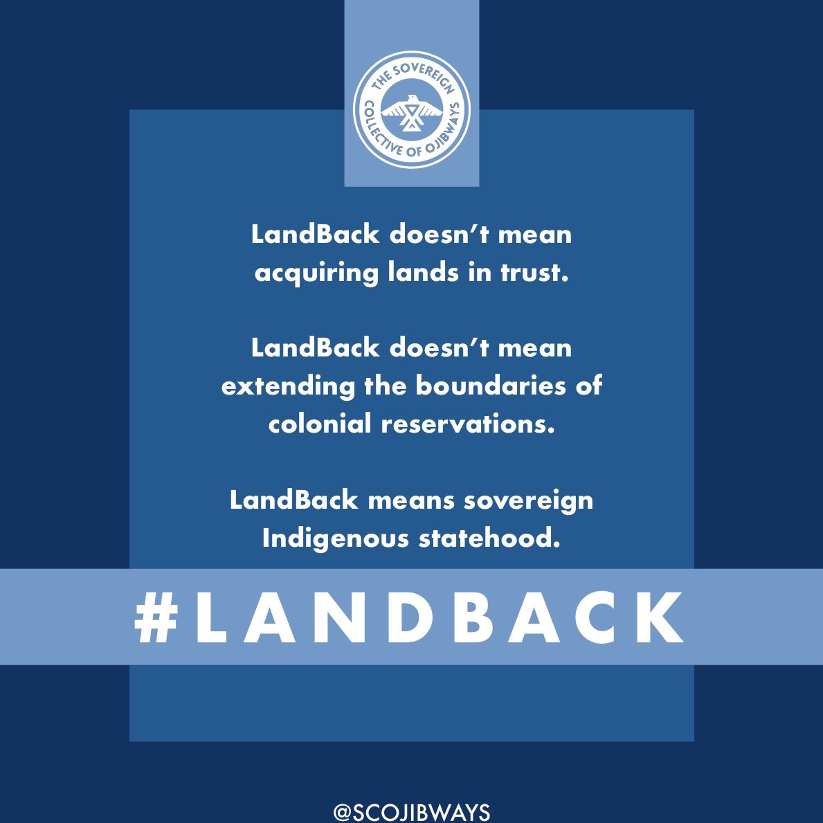 🗣️🗣️🗣️ — LandBack doesn’t mean acquiring lands in trust.

LandBack doesn’t mean extending the boundaries of colonial reservations.

LandBack means sovereign Indigenous statehood.

#LANDBACK