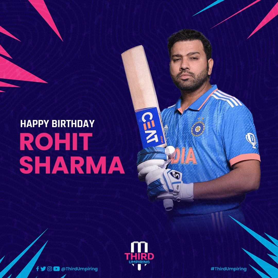 Wishing #RohitSharma a year filled with towering sixes, stunning centuries, and countless victories! 🎂🥳

#RohitSharma #IPLT20 #WorldCup #Birthday #ThirdUmpiring