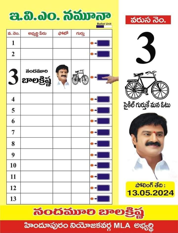 Vote for Cycle 🚲 #NandamuriBalakrishna #TDPJanasenaBJP #HindupurMLA