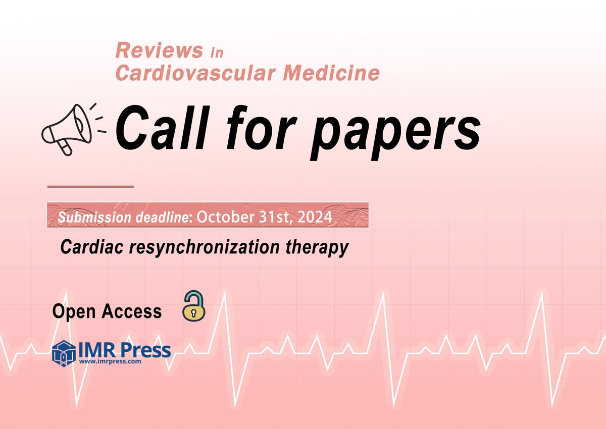 ☀️[Announcement] @RCMjournal now is open for submission on the theme '#Cardiacresynchronization therapy (CRT)'. 👉: We invite submissions exploring various facets of CRT. 💌: twinkle.xu@imrpress.com #CardioTwitter #CRT #resynchronization Join the discussion!!