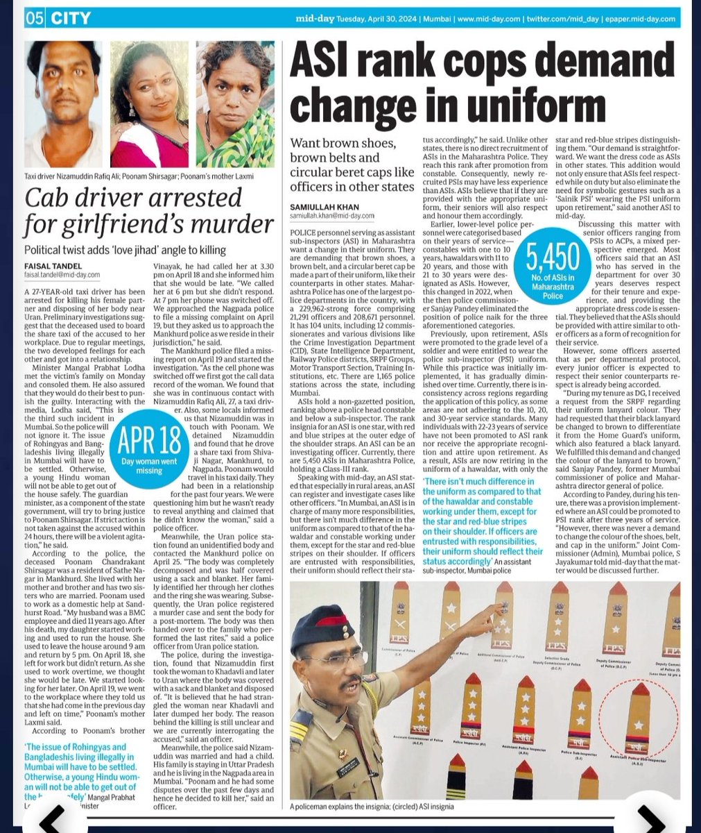 #Maharashtra: #ASI rank cops demand change in uniform mid-day.com/mumbai/mumbai-… @AgasheApoorva @DeepikaBhardwaj @DiwakarSharmaa @faisaltandel1 @journofaizan @mid_day @MumbaiPolice @ShirishVaktania @sohitmishra99 @patel_bhupen