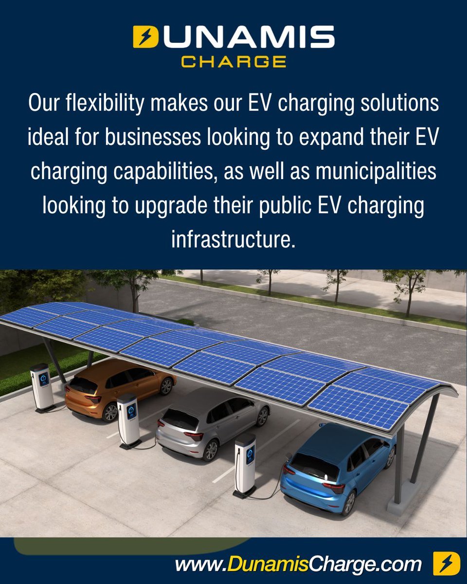 Dunamis Charge: Flexibility at its finest! ⚡ Our adaptable EV charging solutions are perfect for businesses seeking expansion and municipalities upgrading public infrastructure. Unlock the potential of electric mobility with Dunamis Charge. #FlexibleCharging #DunamisCharge 🔄🔋