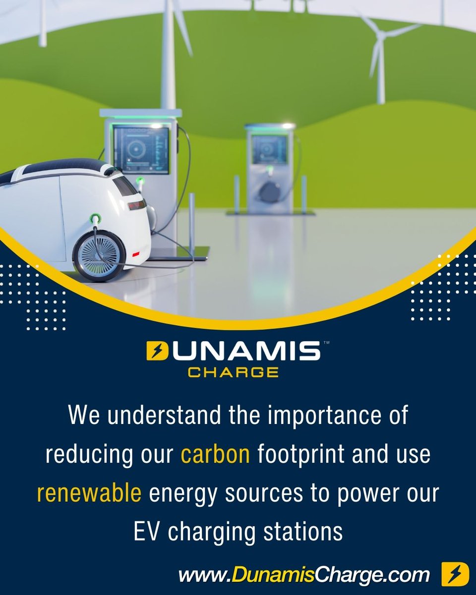 Dunamis Charge: Powered by sustainability! ⚡ We prioritize reducing carbon footprints by harnessing renewable energy for our EV charging stations. Join us in driving towards a cleaner, greener future. #RenewablePower #DunamisCharge 🌿🔌