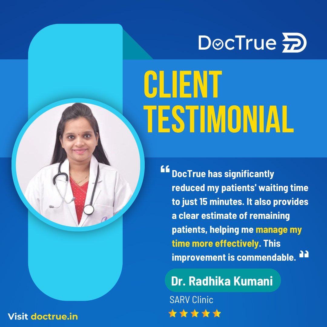 Dr. Kumani of SARV Clinic swears by DocTrue for saving time in her OB-GYN practice. 

Find out how it can help you too! ⏰ 

#HealthcareTech #Efficiency #HealthTech #Innovation #healthcare #hospital #doctor #healthcareworkers #universalhealthcare #womeninhealthcare #india