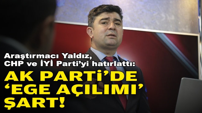 Araştırmacı Yaldız, CHP ve İYİ Parti’yi hatırlattı: AK Parti'de ‘Ege açılımı’ şart! egedesonsoz.com/haber/arastirm… @UmitYaldiz