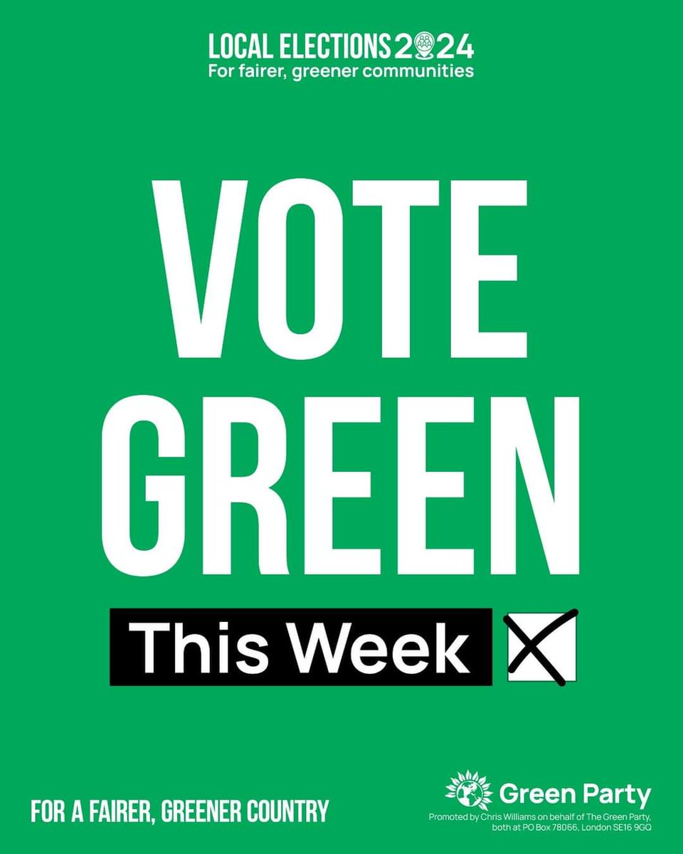 📣 It's happening! 🗳 This Thursday you get to vote for a fairer, greener #Bradford. ✅ #VoteGreen, wherever you live in Bradford. #GetGreensElected