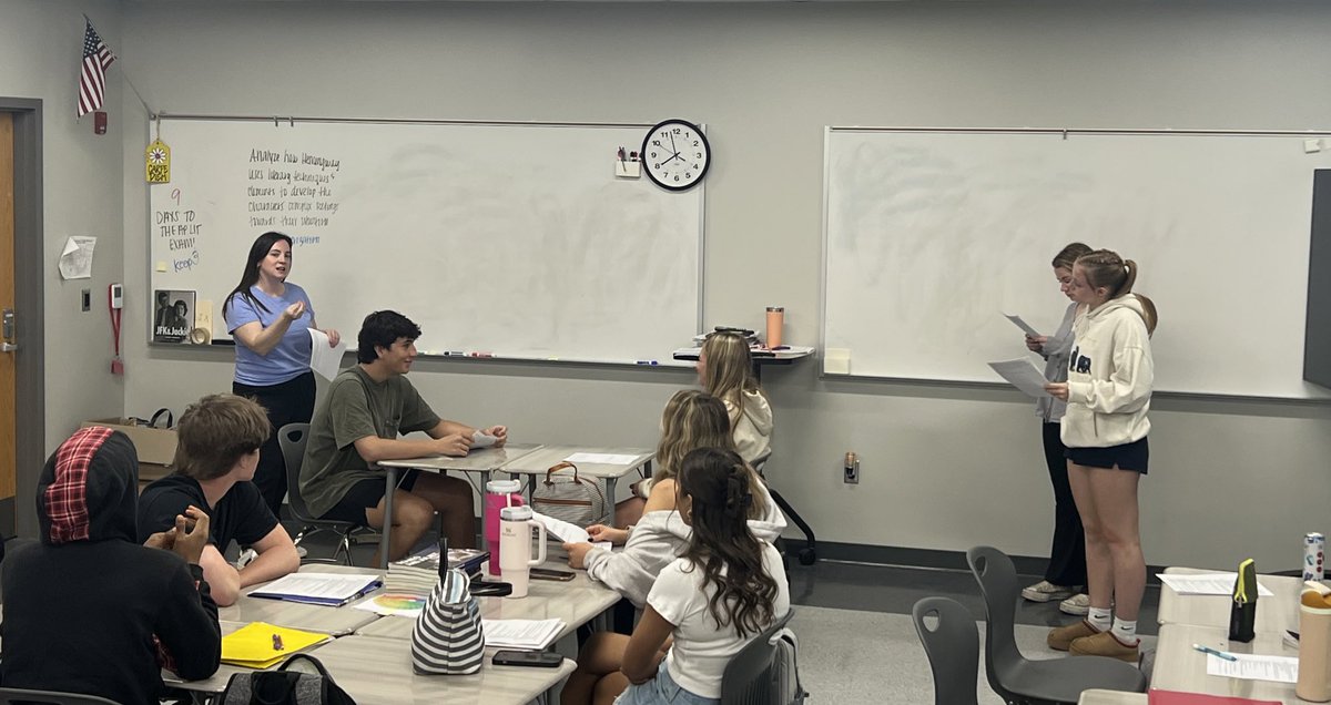 Students are acting out a part of the short story “Hills Like White Elephants” in @NPHSMcGovern’s AP LIT. class. Her students were 100% engaged in the lesson today. @SouthernHancock @llantrip @ginapleak @NewPalAsstSup @MooreNPJH @MitchanerNPHS @BurkNPHS #WeAreDragons