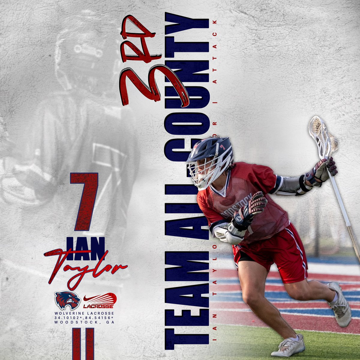 🥉 𝗔𝗟𝗟-𝗖𝗢𝗨𝗡𝗧𝗬 🥉 𝟯𝗿𝗱 Team All-County is selected by the lacrosse coaches from the entire county, with one of the toughest schedules! Ian Taylor was the cornerstone at X! . 5️⃣2️⃣ - Points 1️⃣8️⃣ - Goals 3️⃣4️⃣ - Assists . #lax #ghsa #1woodstock #lax4life #laxlife
