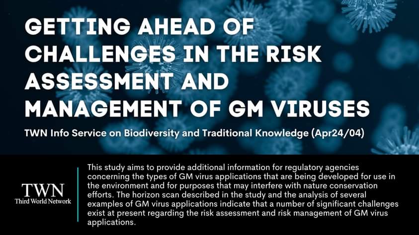 Getting ahead of challenges in the risk assessment and management of #GMViruses. Due to their high potential for survival & spreading as well as their ability to quickly mutate & evolve, robust monitoring approaches should be developed. #Biodiversity ➡️twn.my/title2/biotk/2…