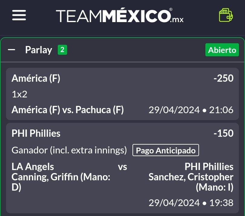 Parlay +133 #MLB + #FUTBOLFEMENIL 🇲🇽⚽⚾🔥🍀🙏🏾

VAMOS CON BUENA VIBRA 🍀

#Picks #apuestasdeportivas  #apuestas