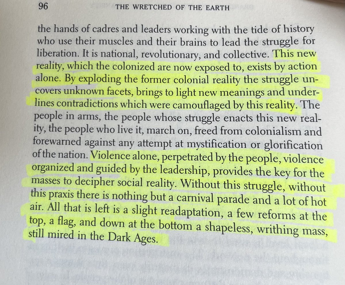 if the thing you doin right now doesn’t have a year-long strategy at least, question its utility & adjust. we’ve got to get dissatisfied with periodic flares in political involvement. from Frantz Fanon’s Wretched of the Earth. the “Grandeur and Weakness of Spontaneity” chapter.