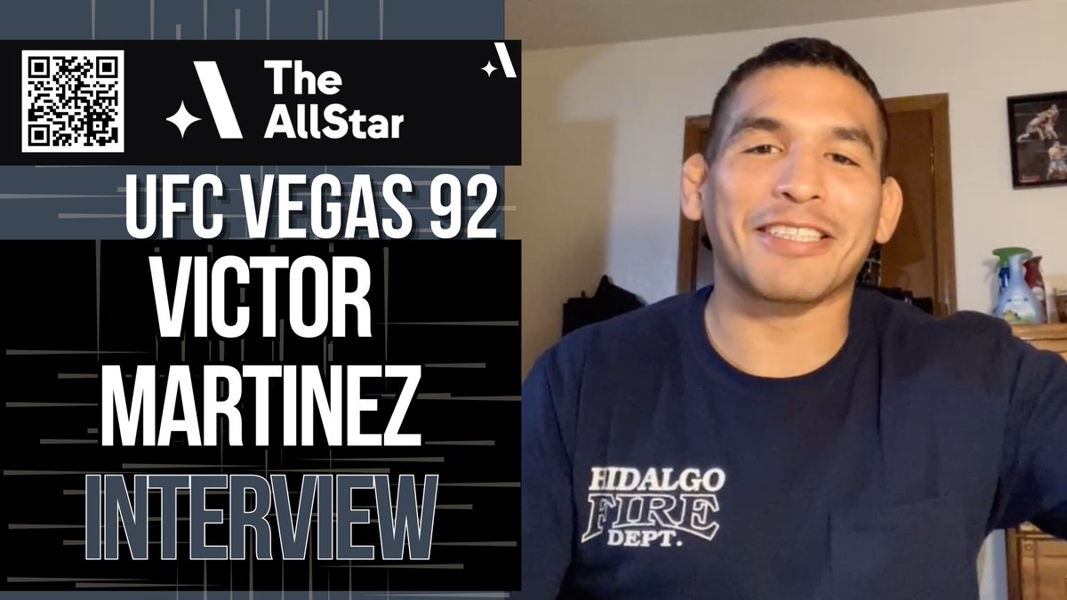 Caught up with Victor Martinez for @TheAllStarSport ahead of #UFCVegas92 to chat: ✓ Tom Nolan matchup ✓ Joining Hidalgo Fire Department ✓ Team Ferreira/Fortis MMA ✓ Balancing fight/career life 📺 youtu.be/gBkxU0T1if8 Download the AllStar app for all things #mma.…