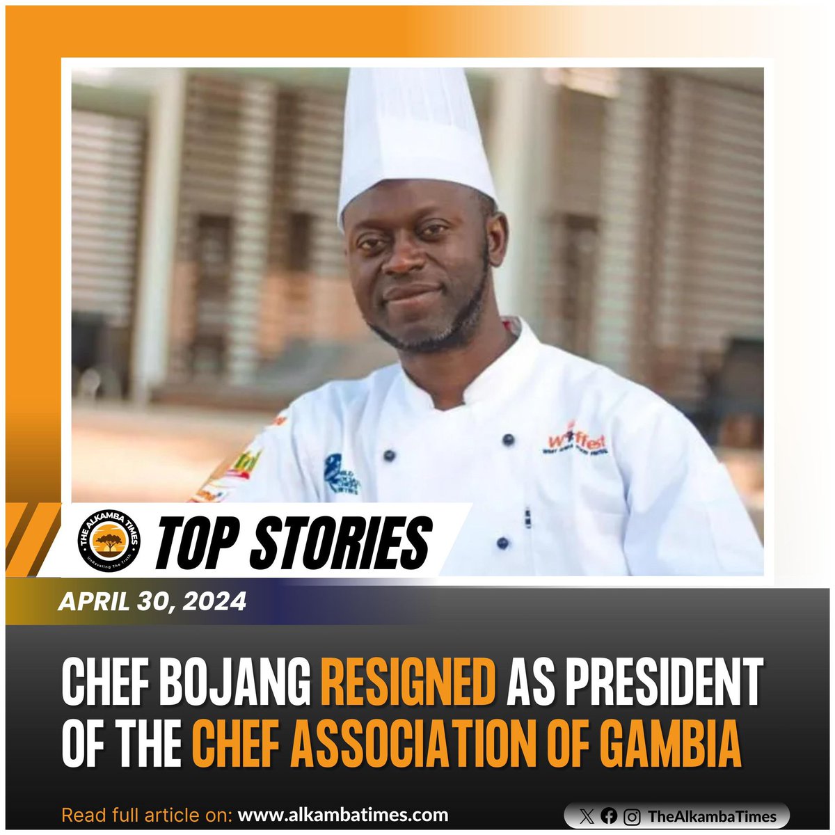 The Award-Winning International Gambian Chef Saikou Bojang, renowned for his culinary expertise, has tendered his resignation as the Chef Association of Gambia President over concerns of overstaying his two-term mandate as stipulated in the association constitution.  Sources told