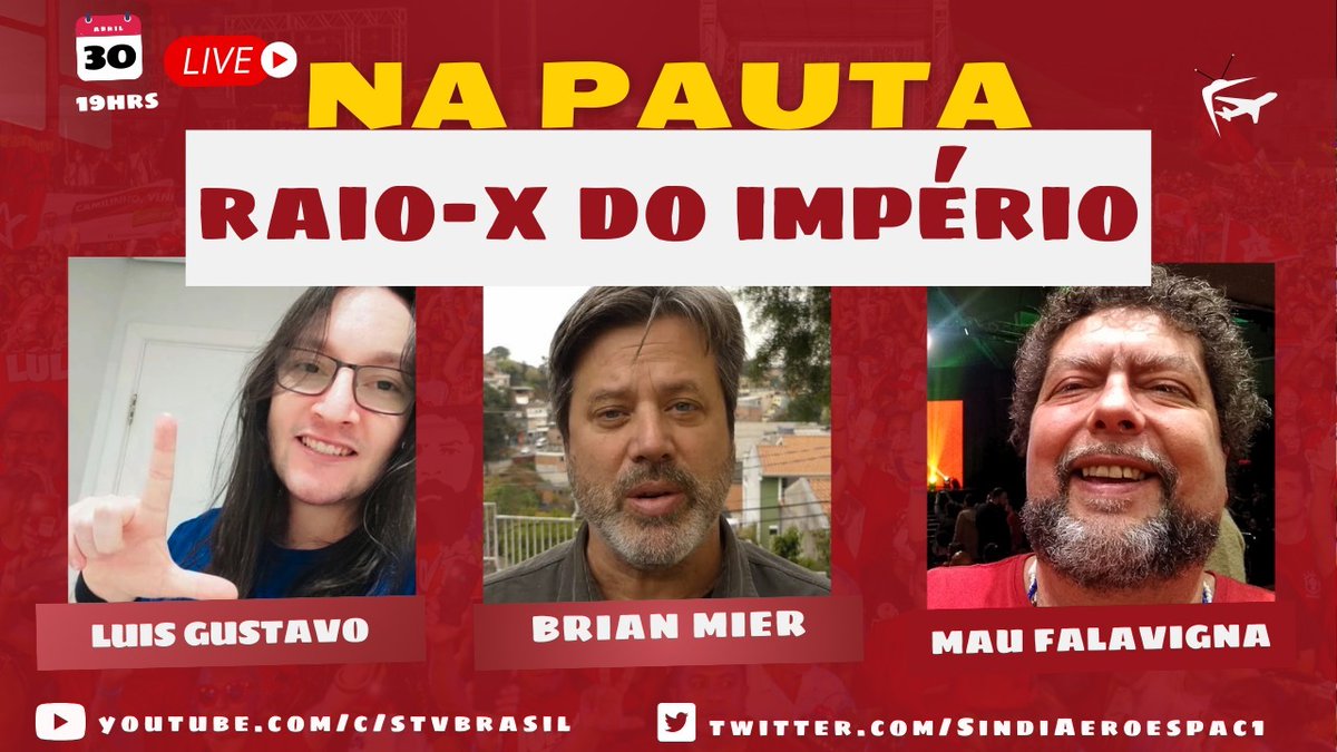 Terça tem NA PAUTA O companheiro @Maufalavigna e eu recebemos o companheiro @BrianMteleSUR pra bater um papo sobre o Império do Norte e muito mais. Esperamos vocês às 19h00min Vem para o STV Brasil ⭐️ youtube.com/live/ARzDUuWtN…