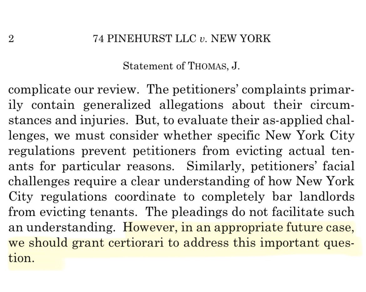 First off, H/T to @emma_a_whitford for this. Second, here’s the original case where they asked the Supreme Court to review and the Court declined BUT Justice Thomas was basically like “bring it again the right way and here’s how…”