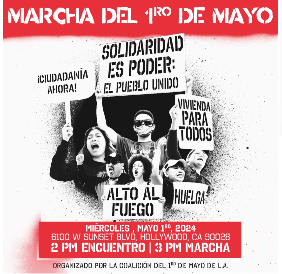 The 2024 May Day march in LA is around the corner! Join the LA May Day Coalition on Wednesday, May 1 as we fight for better wages, affordable housing, a path to citizenship, the right to strike, a ceasefire, and an end to all wars. ufcw770.org/internal-news/…