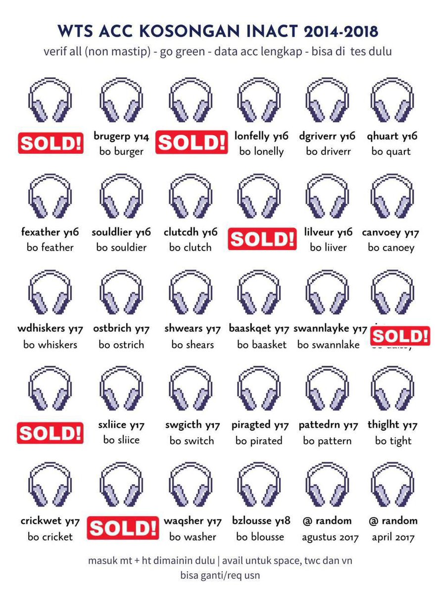 WTS ACC KOSONGAN Y LAMA

💸 10k / each

★.  verif all (non mastip)
★.  dapat data acc lengkap
★.  masuk mt, ht dimainin dulu
★.  bisa ganti atau req usn

#zonauang