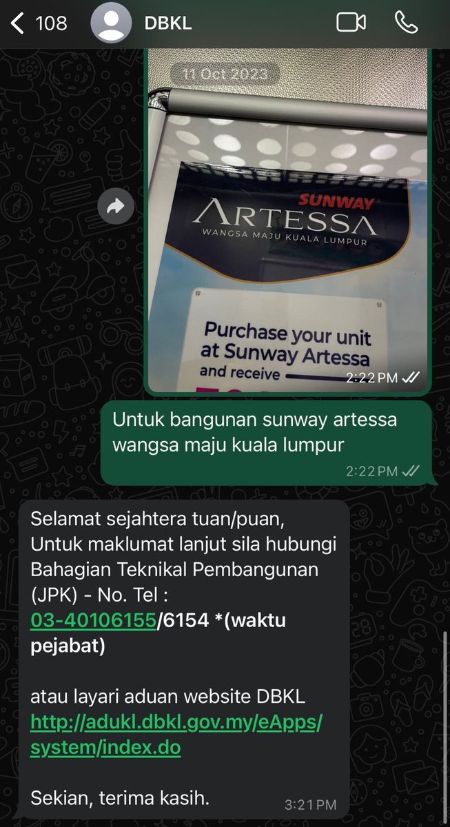 I complain kat dbkl, sampai 4-5 line dorang pass pass kat orang lain aduan. Last last kat email cakap takboleh buat apa. Kadang sampai 3/4 pagi terbangun sbb bunyi construction. @DBKL2u 
Sunway artessa developer tu setiap hari kena sumpah dgn i. Semoga disusahkan hidup kalian.